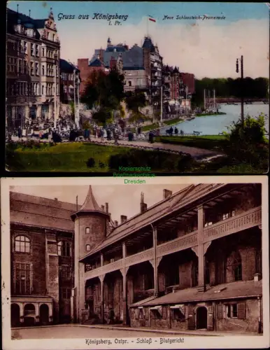 169163 AK Gruss aus Königsberg i. Pr. Neue Schlossteich-Promenade Ostpr. Schloß
