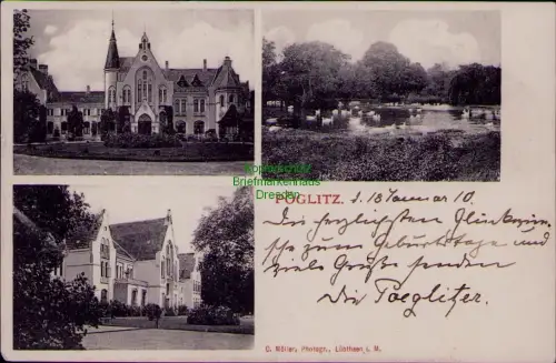 185395 AK Gutsanlage Pöglitz 1910 Gutsanlage Gutshof C. Möller, Photogr., Lübthe