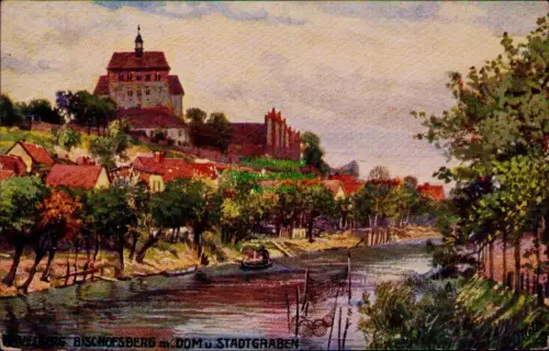 195204 AK Künstlerkarte Havelberg 1921 BISCHOFSBERG m. DOM STADTGRABEN