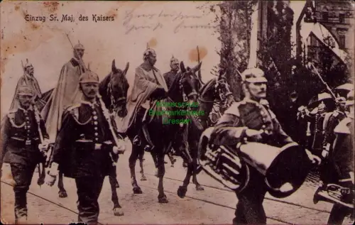 195260 AK Einzug Sr. Maj, des Kaisers Berlin um 1910 Verlag Goldiner
