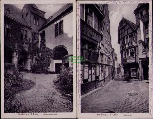 195280 2 AK Limburg a. d. Lahn Walderdorfer Hof Fischmarkt Druckerei 1916