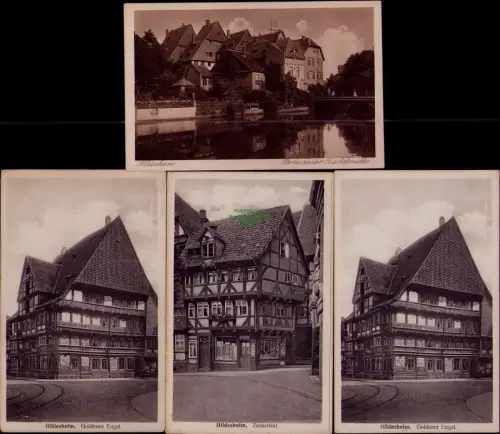 195315 4 AK Hildesheim Partie an der Bischofsmühle Zuckerhut Goldener Engel um 1