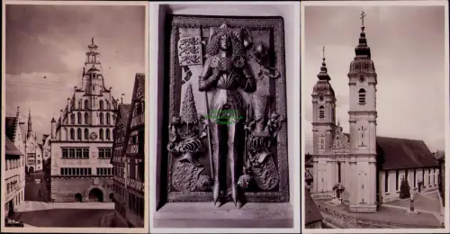 195338 3 AK Waldsee 1952 Rathaus Epitaph  Der eiserne Mann Stadtpfarrkirche Stif
