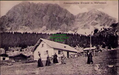 195342 AK Alpensennhütte Ehrwald m. Wetterstein 1911