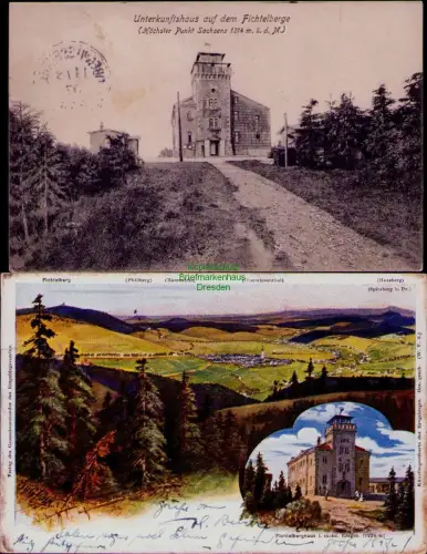 195377 2 AK Unterkunftshaus auf dem Fichtelberge 1907 Pöhlberg Bärenstein Oberwi