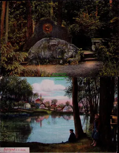 195398 2 AK Sohland a. d. Spree 1907 1908 Bismarckdenkmal