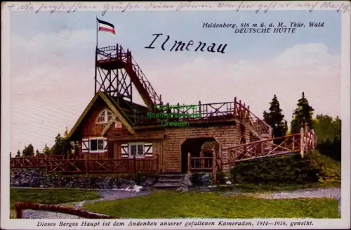 195410 AK Ilmenau Heidenberg, 816 m ü. d. M., Thür. Wald 1920 DEUTSCHE HÜTTE Tur