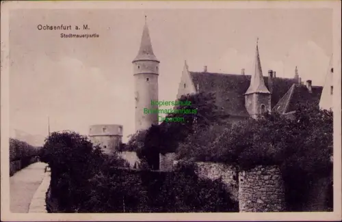195518 AK Ochsenfurt a. M. Stadtmauerpartie 1915