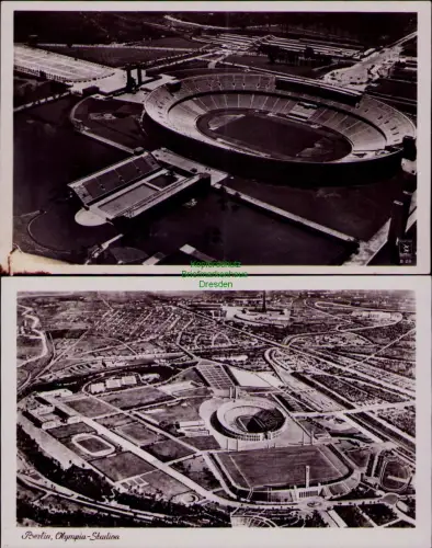 195597 2 AK Berlin Olympia-Stadion 1936 Luftbild Reichssportfeld 1x bildseitig l