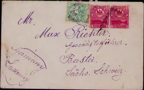 B25198 Brief Südafrika Cape of Good Hope 1901 nach Der Bastei Sächs. Schweiz Deu