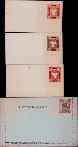 B25121 4x Ganzsache China Local Post Shanghai 3x Streifband 1/2 1 und 2 cent + L