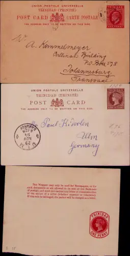 B25192 Ganzsache Trinidad und Tobago Trinite 1907 Port of Spain nach Johannesbur
