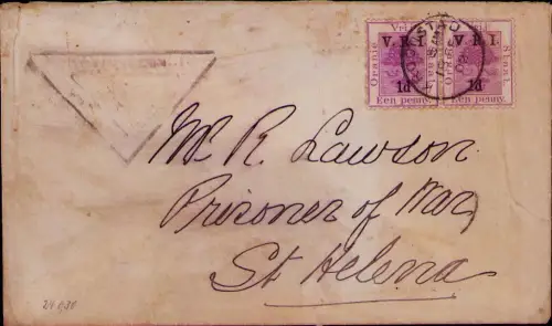 B25137 Brief Südafrika Oranje Freistaat  Kroonstad 1902 Zensur Censor Kriegsgefa