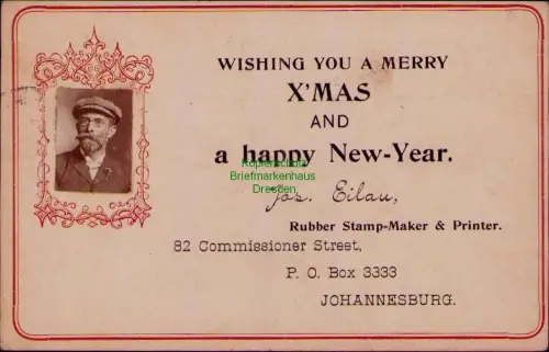 185461 AK Johannesburg 1907 Transvaal Ganzsache WISHING YOU A MERRY X'MAS AND a