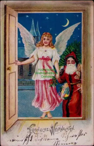 185482 AK FRÖHLICHE WEIHNACHTEN Hamburg 1903 nach Berlin  Engel Weihnachtsmann