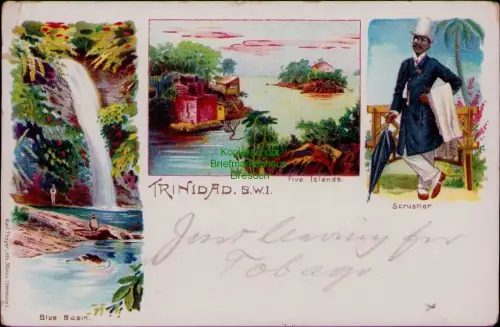 185530 AK Trinidad  1900 Litho Port of Spain Blue Basin Five Islands Scrusher Ka