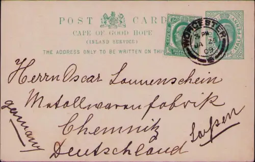 B25199 Ganzsache Südafrika Cape of Good Hope Worcester Breede Valley Cape Winela