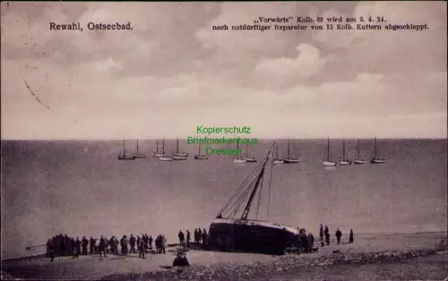 185476 AK Ostseebad Rewahl Rewal 1924 Vorwärts Kolb. 68 wird am 5. 4. 24 nach no