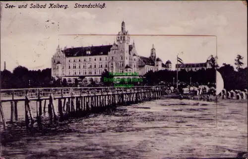 185491 AK mit Leporello See- und Solbad Kolberg Strandschloß 1925
