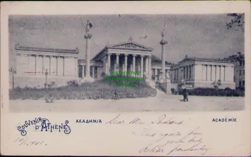 185535 AK SOUVENIR D` ATHENES 1901 ACADEMIE Privatganzsache
