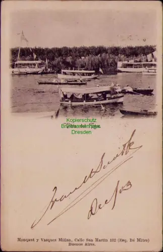 185474 AK Vista del Tigre 1903 Buenos Aires Argentina nach London Monqaut y Vasq