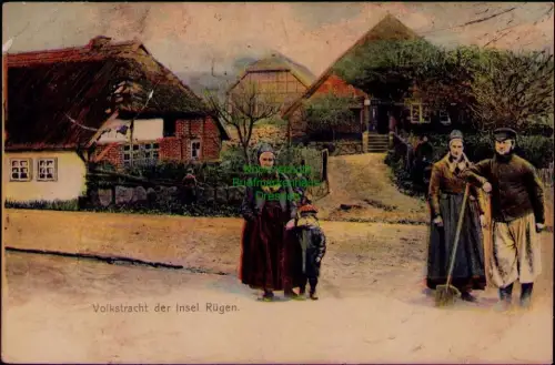 185496 2 AK Volkstracht der Insel Rügen Binz 1909