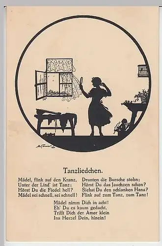 (27623) Künstler AK Elsbeth Forck, Tanzliedchen, Schattenbild, vor 1945