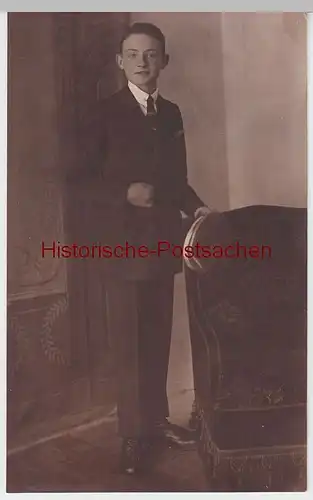 (F3108) Orig. Foto Junge, junger Mann im Anzug, Kabinettfoto 1920er