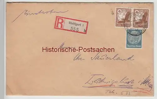 (B2320+-) Bedarfsbrief R-Brief DR, Stempel Stuttgart 1938