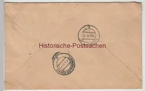 (B2320+-) Bedarfsbrief R-Brief DR, Stempel Stuttgart 1938