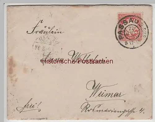 (B2323+) Bedarfsbrief Bayern, Stempel Passau 2 Bhf., 1904