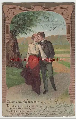 (76927) AK &quot;Unter dem Lindenbaum&quot;, Paar auf Weg 1904