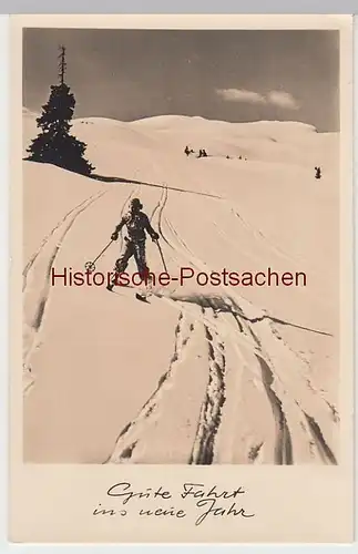 (51906) Foto AK Gute Fahrt ins Neue Jahr, Skifahrer