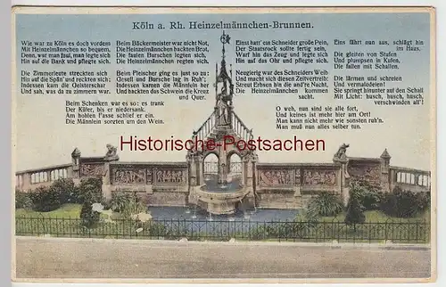 (44544) AK Köln, Heinzelmännchen-Brunnen, mit Gedicht, vor 1945