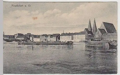 (27928) AK Frankfurt, Oder, Flussansicht, Lastkahn, Feldpost 1917