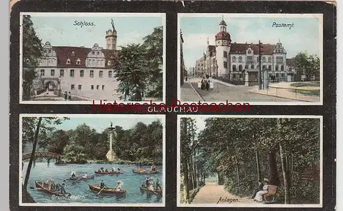(96729) AK Glauchau, Sachsen, Gründelteich, Postamt 1910