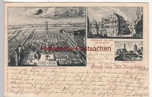 (110485) AK Gruss aus Alt Augsburg, ehem. Schauer&#039;scher Garten, Kesselmarkt 1898