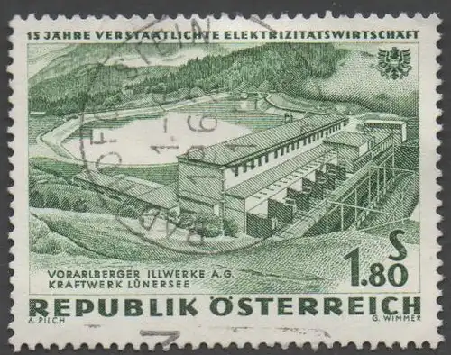 1962 Österreich MiNr. 1105 gestempelt 1,80 Schilling 15 Jahre Verstaatlichte Elektrizitätswirtschaft 
