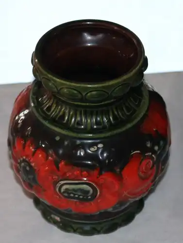 FAT LAVA VASE Keramik gemarkt 287-18 W. Germany Scheurich floral reliefiert