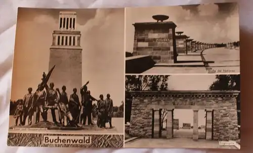 AK PK Buchenwald KZ Mehrbildkarte Strasse der Nationen Eingang Turm Plastik
