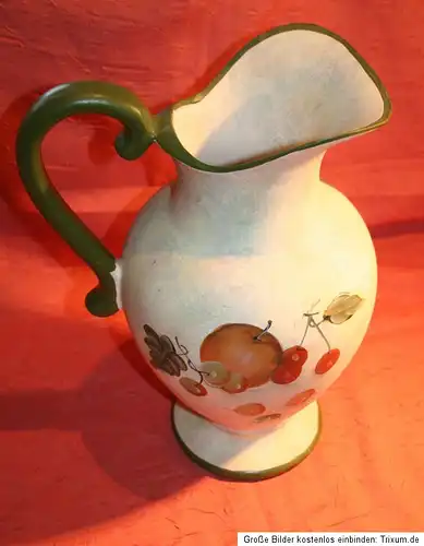 Keramik Bodenvase Kannenform Kanne Obstmotive Stilleben 34 cm hoch
