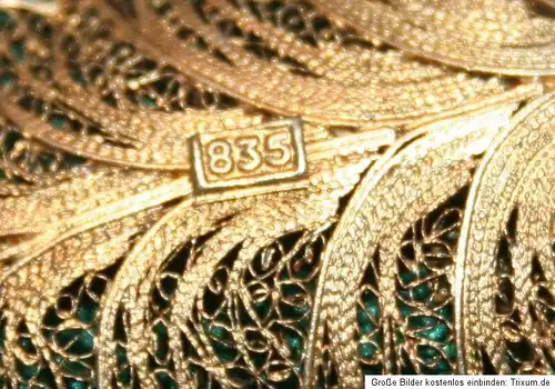 Wunderschöne Brosche Blatt Silber 835 vergoldet 6,8 gr.
