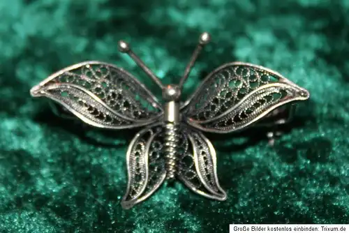 Edle, filigrane Brosche Schmetterling Silber wohl Art Deco