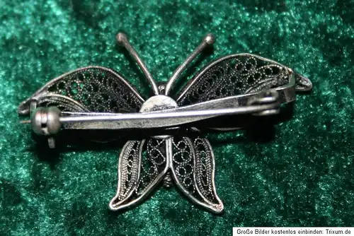 Edle, filigrane Brosche Schmetterling Silber wohl Art Deco