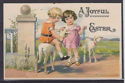 AK PK Ostern A Joyful Easter Kinder mit Lämmern Kids Lambs ungel. um 1930
