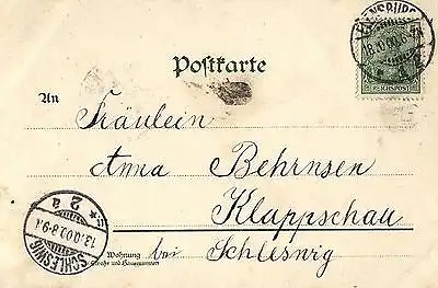  Litho Ansichtskarte, Flensburg, Staatsbahnhof, 1900