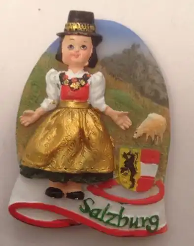 Salzburg Magnet Dirndl Tracht Wappen Austria Österreich Souvenir