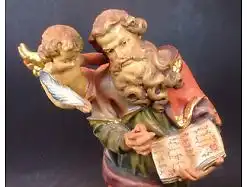 Heiliger Matthäus mit Engel Holz geschnitzt ca. 29 cm 12610
