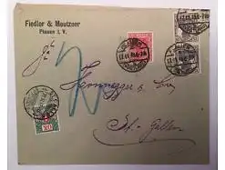 Kuvert  Deutsches Reich  Germania Plauen 1919 15.5 x 12.5 cm  14488