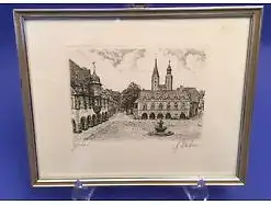 Goslar Bild Signiert ca. 18.5 x 15 cm 14431